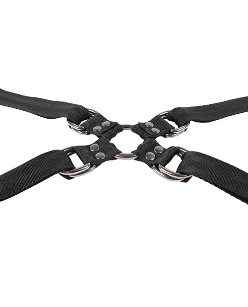 Sportsheets Velvet Noir Adjustable Hog Tie & Cuff Set - Black