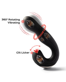  Joi Pro Rotating Head G-Spot Vibrator & Clit Licker w/Remote - Black