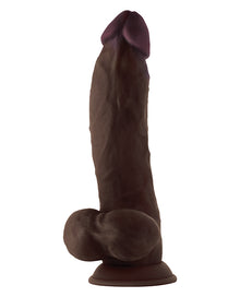  Shaft Model N Flexskin Liquid Silicone 9.5" Side Curve Dong w/Balls - Mahogany