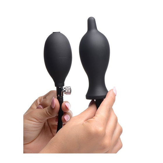 Master Series Dark Inflator Inflatable Silicone Anal Plug - Black