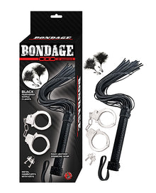  Bondage by Nasstoys Whip & Cuff Set  - Black