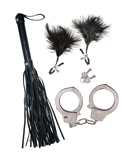 Bondage by Nasstoys Whip & Cuff Set  - Black