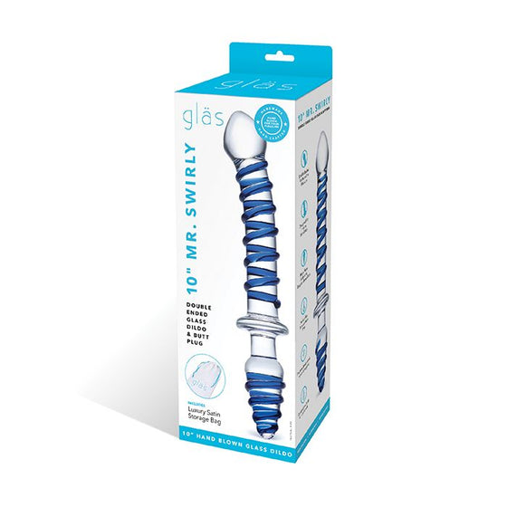 Glas 10"  Mr. Swirly Double Ended Glass Dildo & Butt P