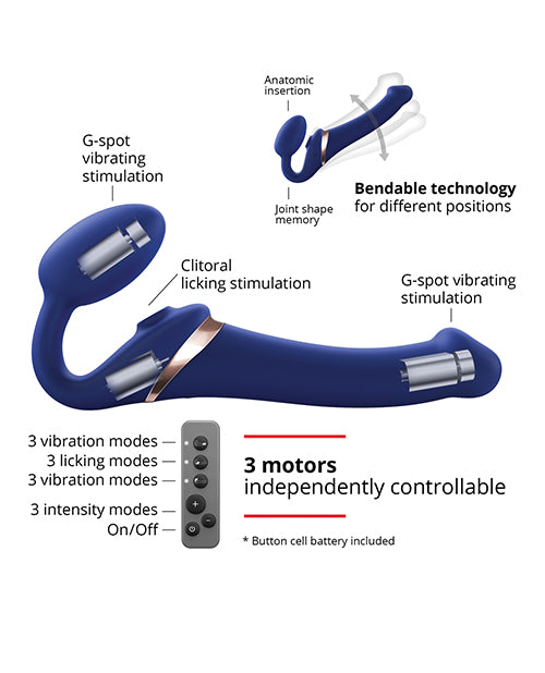 Strap On Me Multi Orgasm Bendable Strapless Strap On Small - Night Blue