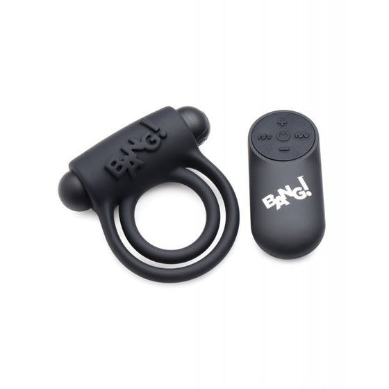 Bang! Vibrating Cock Ring & Bullet w/Remote Control - Black