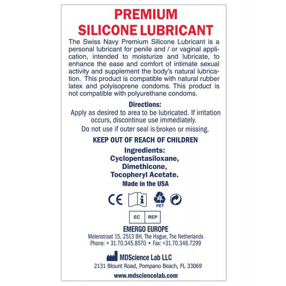 Swiss Navy Lube Silicone - 4 oz
