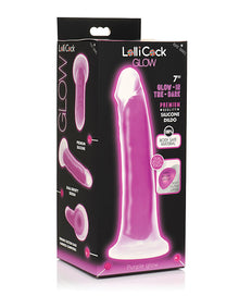  Curve Toys Lollicock 7" Glow In The Dark Silicone Dildo - Purple