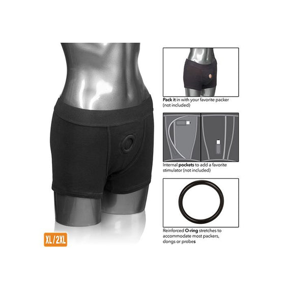 Packer Gear Boxer Brief Harness XL/2XL - Black