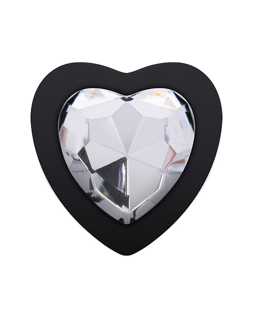 Gemsations 3 pc 2.75" & 3.15" & 3.7" Silicone Bling Bling Heart Butt Plug Training Set - Black
