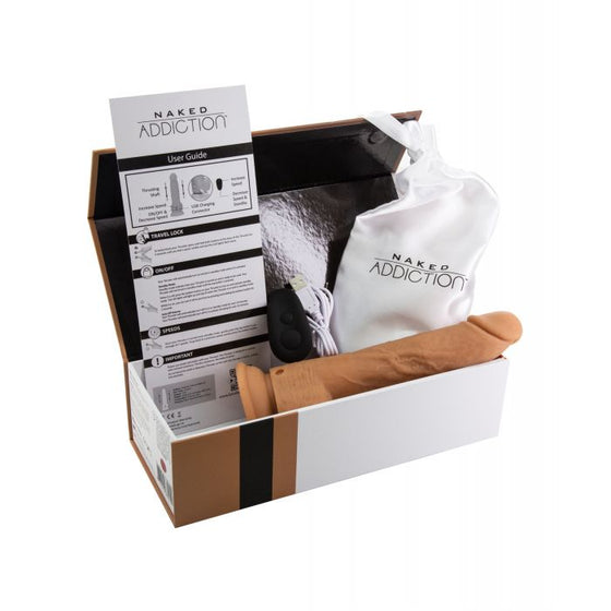 Naked Addiction 9" Thrusting  Dong w/Remote - Caramel