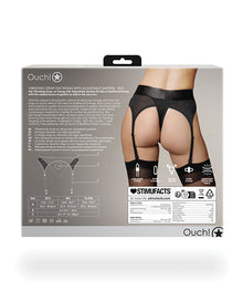  Shots Ouch Vibrating Strap On Thong w/Adjustable Garters - Black XS/S
