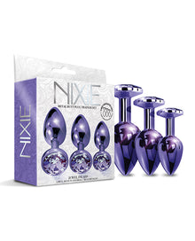  Nixie Metal Butt Plug Trainer Set w/Inlaid Jewel - Purple Metallic