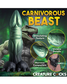  Creature Cocks Dickosaur Dinosaur Silicone Dildo - Black/Teal