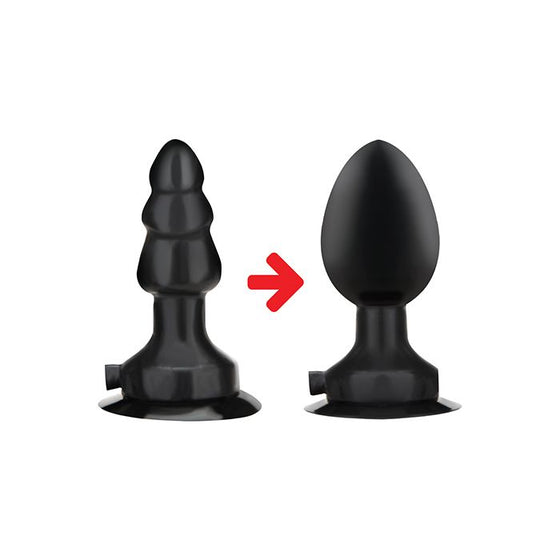 Lux Fetish 4" Inflatable Vibrating Butt Plug w/Suction Base - Black