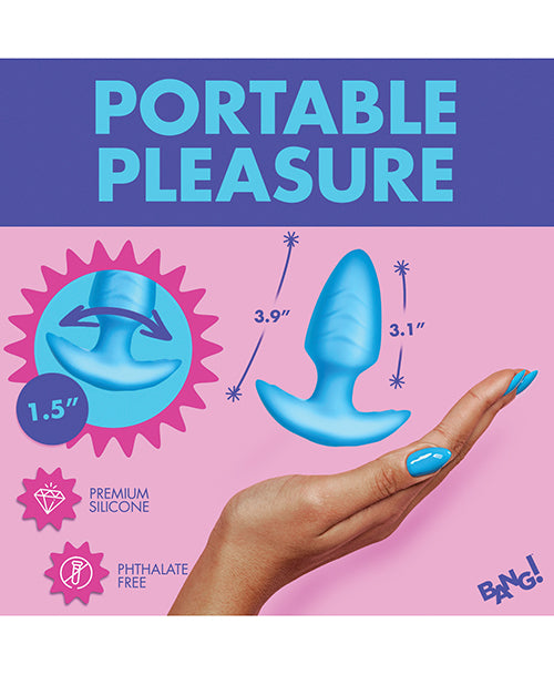 Bang! Rotating & Vibrating Tapered Butt Plug w/Remote - Blue