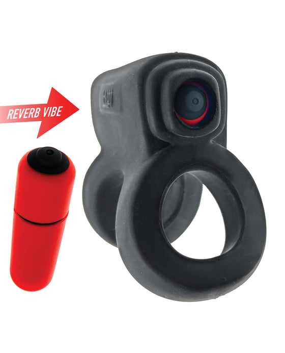 Hunky Junk Revhammer Shaft Vibe Ring - Tar Ice w/Red Vibe