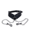 Sportsheets Velvet Noir Collar & Removable Clamps - Black