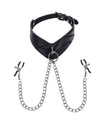 Sportsheets Velvet Noir Collar & Removable Clamps - Black