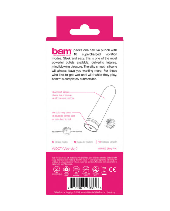 VeDO Bam Rechargeable Bullet - Foxy Pink