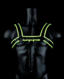  Shots Ouch Chest Bulldog Harness - Glow in the Dark L/XL
