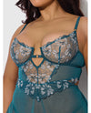 Nova Lace & Mesh Babydoll w/G-String 2 pc Set - Jade Blue 3X/4X