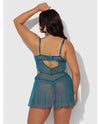 Nova Lace & Mesh Babydoll w/G-String 2 pc Set - Jade Blue 3X/4X