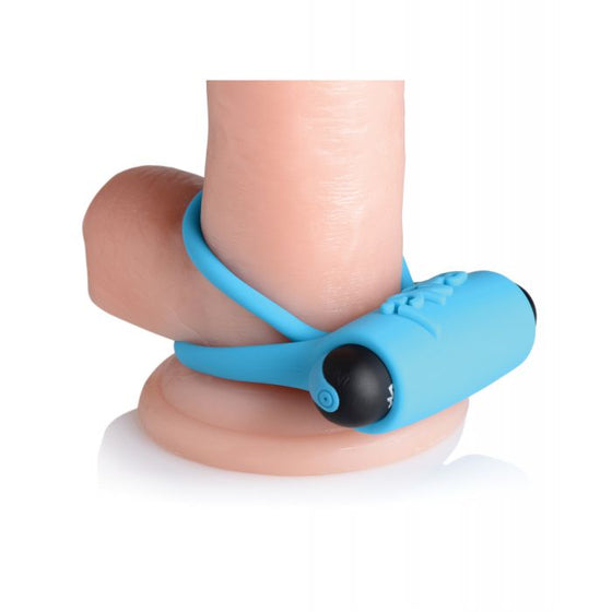 Bang! Vibrating Cock Ring & Bullet w/Remote Control - Blue