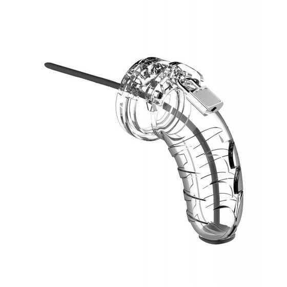 Shots Man Cage 4.5" w/Silicone Urethral Sounding - Clear