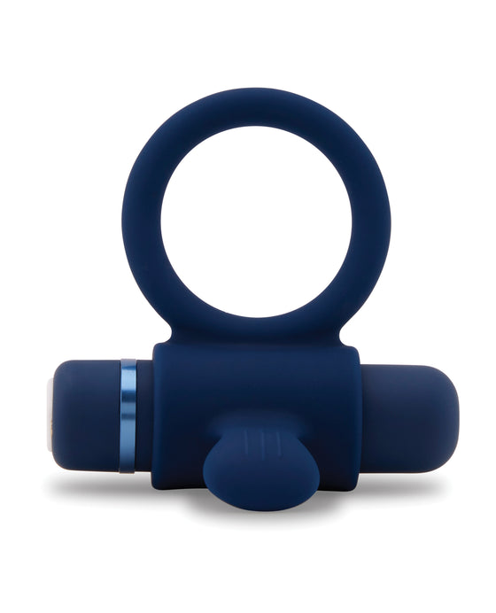 Nu Sensuelle Rev Silicone 7 Function Silicone Bullet Ring w/Flutter Tip - Navy