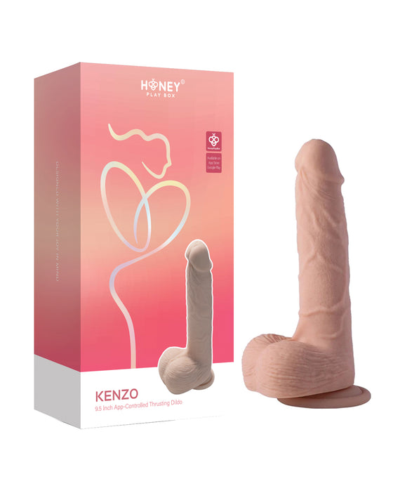 Kenzo App Controlled Realistic 9.5" Thrusting Dildo Vibrator - Ivory