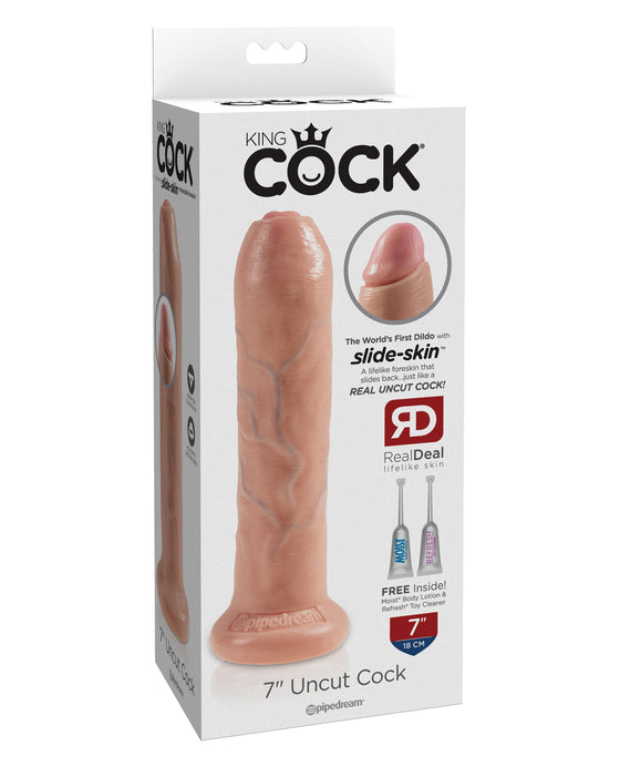 King Cock 7" Uncut Dildo - Flesh