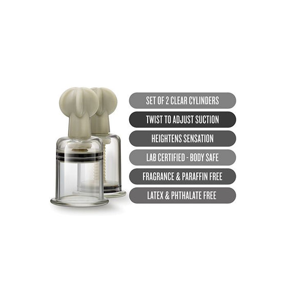 Blush Temptasia Clit & Nipple Large Twist Suckers - Clear Set of 2