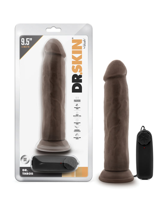 Blush Dr. Skin Dr. Throb 9.5" Cock w/Suction Cup - Chocolate