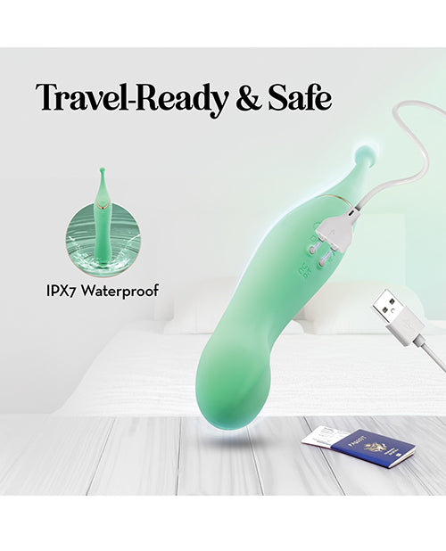 Blush Stella 7 Inch Dual-Ended Clitoral G-Spot Vibrating Wand With Precision Stimulation - Green