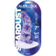 Purple Stardust Alien Cock textured dildo in clear manufacturer packaging.