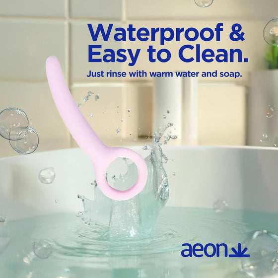 AEON Gentle Touch Premium Silicone 4-Piece Curved Set for Pelvic Floor Wellness & Flexibility – Soft, Body-Safe Design – Includes Glide Moisturizer ($8 Value) & Elegant Storage Bag