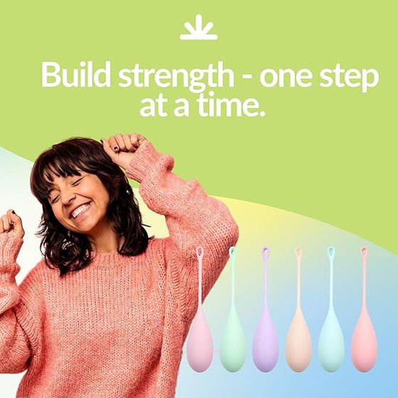 AEON Kegel Exercise Balls Set – 6 Progressive Silicone Pelvic Floor Trainers. Body-Safe, Soft & Flexible. Includes Discreet Storage Pouch & AEON Personal Glide Bottle - $8 Value – Beginner to Advanced
