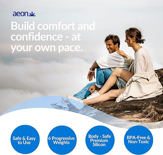 AEON Kegel Exercise Balls Set – 6 Progressive Silicone Pelvic Floor Trainers. Body-Safe, Soft & Flexible. Includes Discreet Storage Pouch & AEON Personal Glide Bottle - $8 Value – Beginner to Advanced