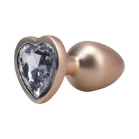 Booty Bling Heart Diamond Jeweled Metal Plug Gold Medium