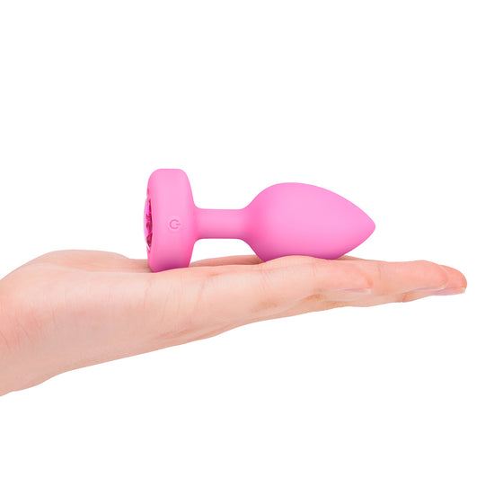 B-Vibe Vibrating Heart Plug Small/Medium - Pink Topaz