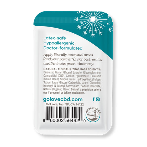GoLove CBD Lube Pillows (50pk) 5ml (25mg CBD)