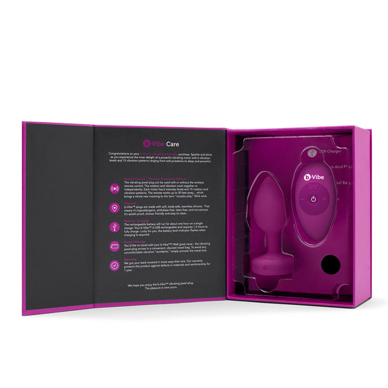 B-Vibe Vibrating Jewel Plug Small-Medium - Fuchsia